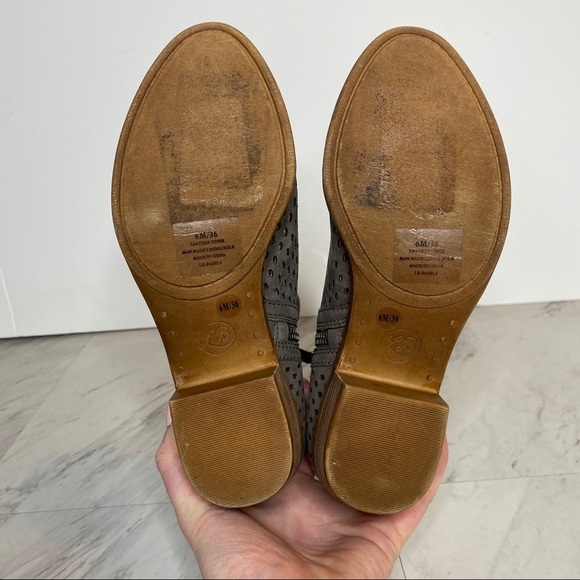 Lucky Brand Basel Laser Cut Leather Gray Bootie 6M - Picture 11 of 12